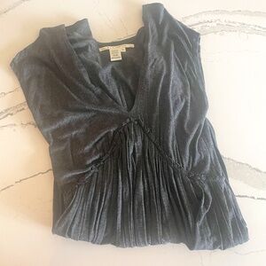 Max Studio gray grey pleated v-neck dress womens large soft